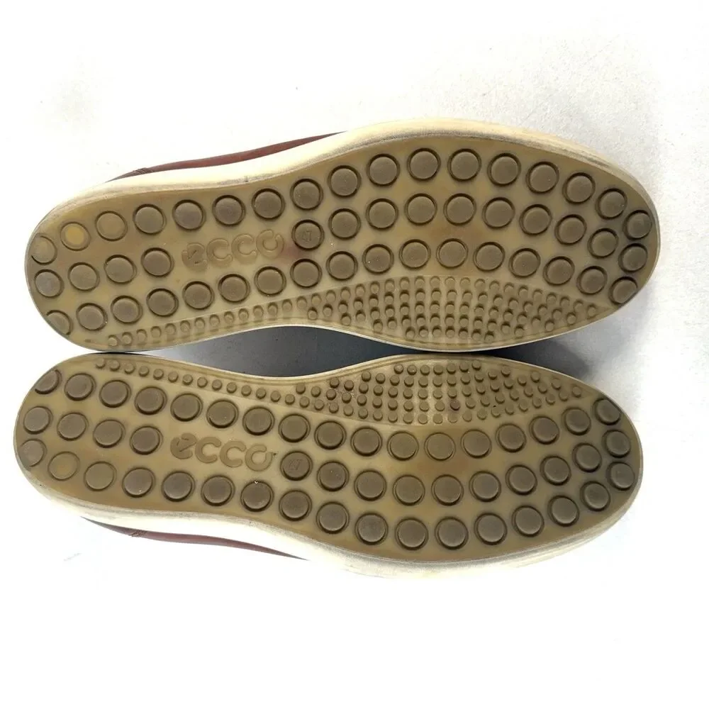 Ecco Mens Brown Soft 7 Leather Lace-Up Casual Sneaker Size 47 US Size 13